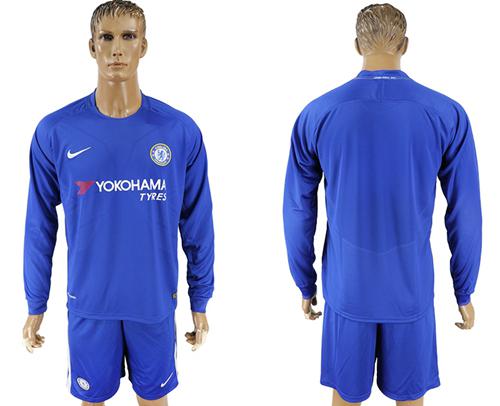 Chelsea Blank Home Long Sleeves Soccer Club Jersey