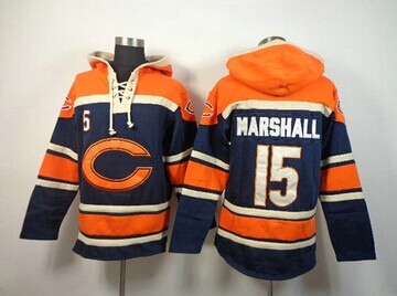 Chicago Bears #15 Brandon Marshall Orange-Blue Sawyer Hooded Sweatshirt Stitched Jersey