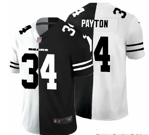 Chicago Bears #34 Walter Payton Men's Black V White Peace Split Nike Vapor Untouchable Limited NFL Jersey