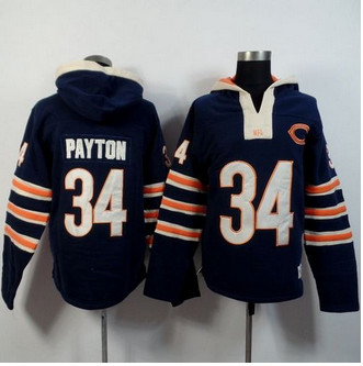 Chicago Bears #34 Walter Payton Navy Blue Player Winning Method Pullover NFL Hoodie