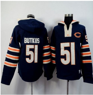 Chicago Bears #51 Dick Butkus Navy Blue Player Winning Method Pullover NFL Hoodie