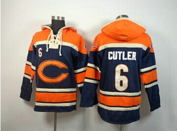 Chicago Bears #6 Jay Cutler Orange-Blue Sawyer Hooded Sweatshirt Stitched Jersey