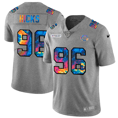 Chicago Bears #96 Akiem Hicks Men's Nike Multi-Color 2020 NFL Crucial Catch NFL Jersey Greyheather