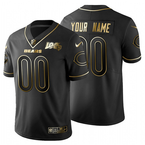 Chicago Bears Custom Men's Nike Black Golden Limited NFL 100 Jersey