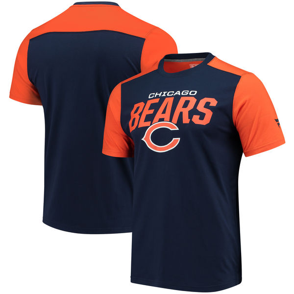 Chicago Bears NFL Pro Line By Fanatics Branded Iconic Color Blocked T-Shirt Navy Orange