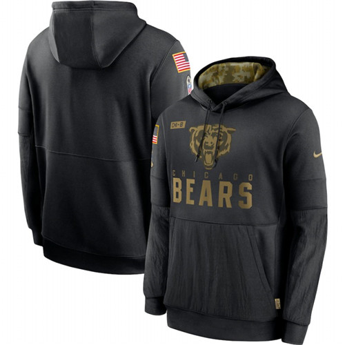 Chicago Bears Nike 2020 Salute to Service Sideline Performance Pullover Hoodie Black