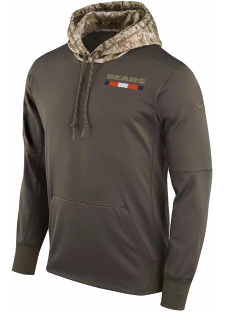 Chicago Bears Nike Salute To Service Sideline Therma Pullover Hoodie Olive
