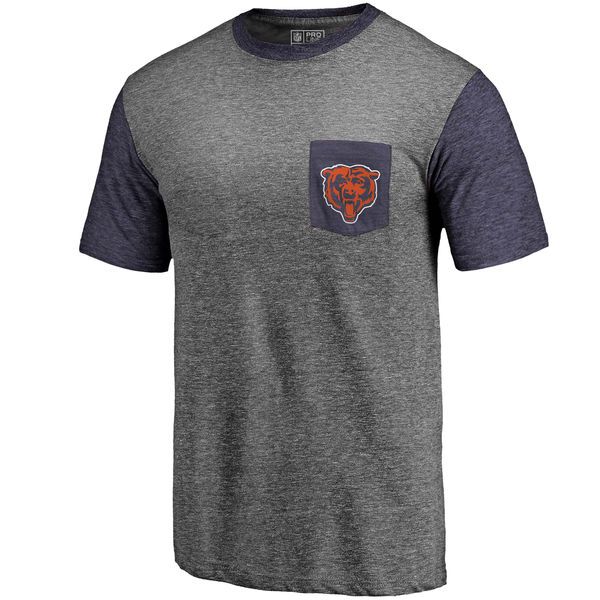 Chicago Bears Pro Line By Fanatics Branded Heathered Gray Navy Refresh Pocket T-Shirt