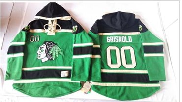 Chicago Blackhawks #00 Clark Griswold Green St. Patrick's Day McNary Lace Hoodie NHL Jersey