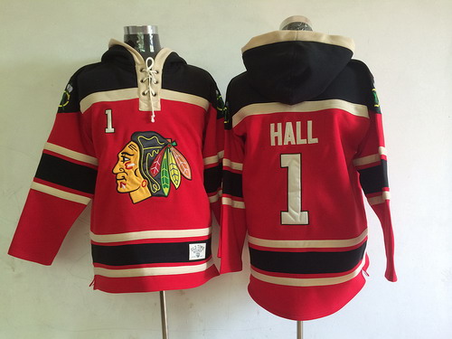 Chicago Blackhawks #1 Glenn Hall Red Old Time Hockey hoodies Stitched