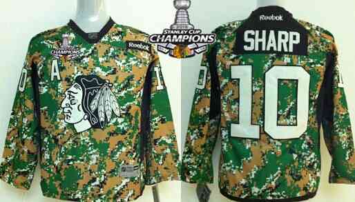 Chicago Blackhawks #10 Patrick Sharp 2014 Camo Kids Jersey W 2015 Stanley Cup Champion Patch