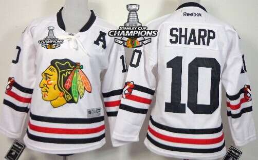 Chicago Blackhawks #10 Patrick Sharp 2015 Winter Classic White Kids Jersey W 2015 Stanley Cup Champion Patch