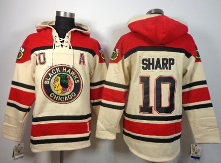 Chicago Blackhawks #10 Patrick Sharp Cream Old Time Hockey Hoodies Stitched