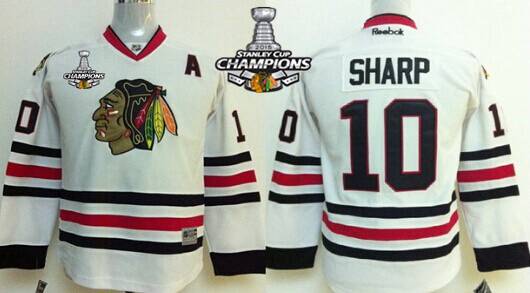 Chicago Blackhawks #10 Patrick Sharp White Kids Jersey W 2015 Stanley Cup Champion Patch