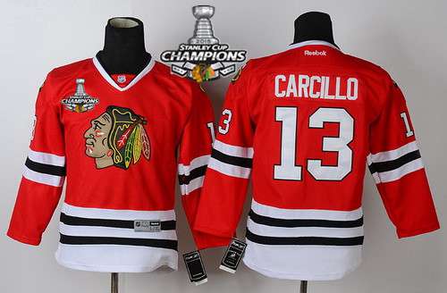 Chicago Blackhawks #13 Daniel Carcillo Red Kids Jersey W 2015 Stanley Cup Champion Patch