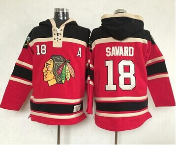 Chicago Blackhawks #18 Denis Savard Red Sawyer Hooded Sweatshirt NHL Jersey