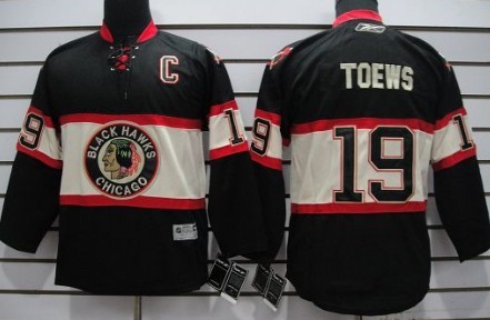 Chicago Blackhawks #19 Janathan Toews Black Third Kids Jersey