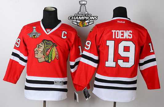Chicago Blackhawks #19 Janathan Toews Red Kids Jersey W 2015 Stanley Cup Champion Patch