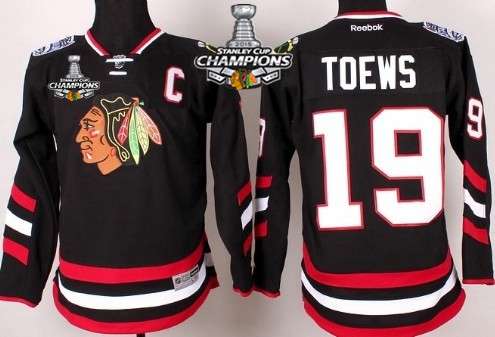 Chicago Blackhawks #19 Jonathan Toews 2014 Stadium Series Black Kids Jersey W 2015 Stanley Cup Champion Patch