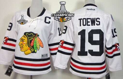 Chicago Blackhawks #19 Jonathan Toews 2015 Winter Classic White Kids Jersey W 2015 Stanley Cup Champion Patch