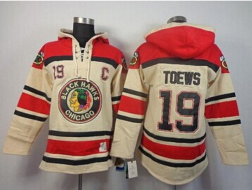Chicago Blackhawks #19 Jonathan Toews Cream Sawyer Hooded Sweatshirt NHL Jersey