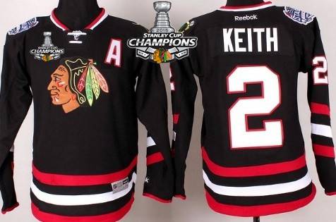 Chicago Blackhawks #2 Duncan Keith 2014 Stadium Series Black Kids Jersey W 2015 Stanley Cup Champion Patch