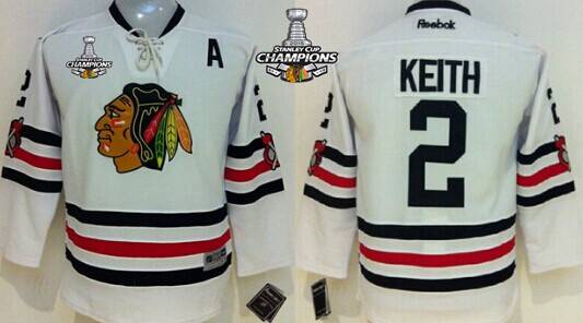 Chicago Blackhawks #2 Duncan Keith 2015 Winter Classic White Kids Jersey W 2015 Stanley Cup Champion Patch