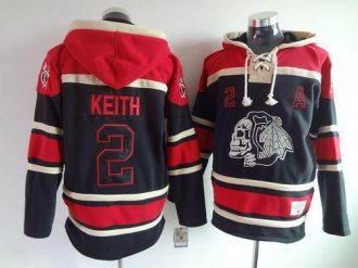 Chicago Blackhawks #2 Duncan Keith Black Sawyer Hooded Sweatshirt Stitched NHL jersey