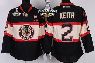 Chicago Blackhawks #2 Duncan Keith Black Third Kids Jersey W 2015 Stanley Cup Champion Patch