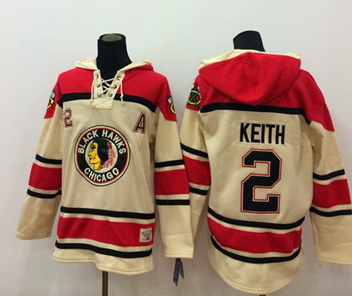 Chicago Blackhawks #2 Duncan Keith Cream Old Time Hockey hoodie Stitched