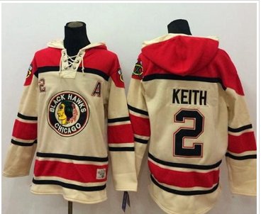 Chicago Blackhawks #2 Duncan Keith Cream Sawyer Hooded Sweatshirt Stitched NHL Jersey