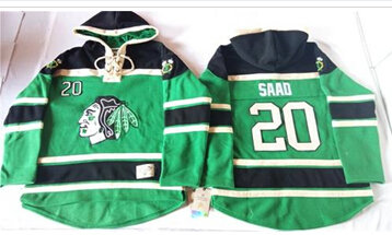 Chicago Blackhawks #20 Brandon Saad Green St. Patrick's Day McNary Lace Hoodie NHL Jersey