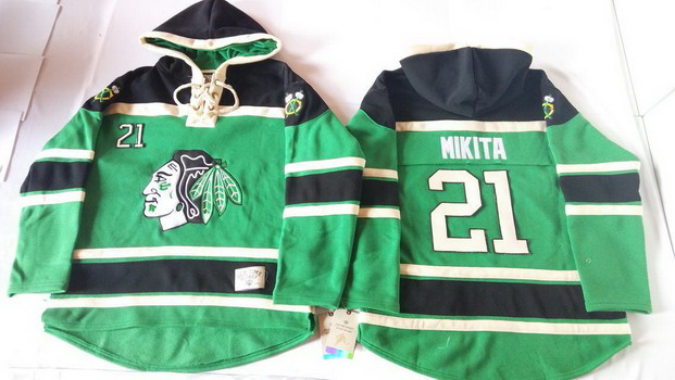 Chicago Blackhawks #21 Stan Mikita Green Old Time Hockey hoodie Stitched