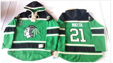 Chicago Blackhawks #21 Stan Mikita Green St. Patrick's Day McNary Lace Hoodie NHL Jersey