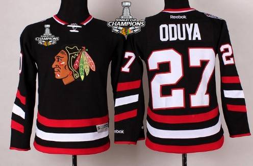 Chicago Blackhawks #27 Johnny Oduya 2014 Stadium Series Black Kids Jersey W 2015 Stanley Cup Champion Patch