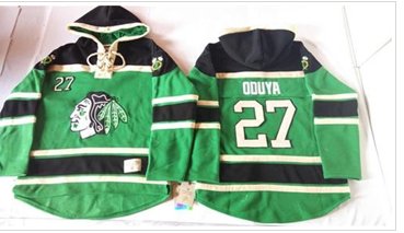 Chicago Blackhawks #27 Johnny Oduya Green St. Patrick's Day McNary Lace Hoodie NHL Jersey