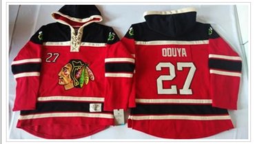 Chicago Blackhawks #27 Johnny Oduya Red Sawyer Hooded Sweatshirt Stitched NHL Jersey