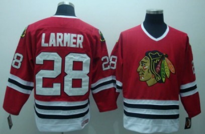 Chicago Blackhawks #28 Steve Larmer Red CCM Throwback Jersey Stitched