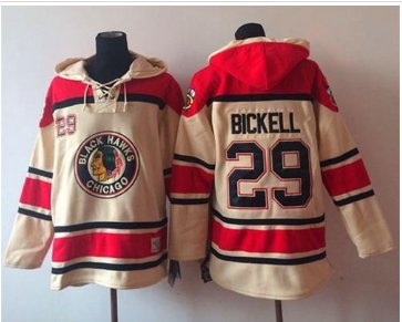Chicago Blackhawks #29 Bryan Bickell Cream Sawyer Hooded Sweatshirt Stitched NHL Jersey