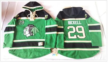 Chicago Blackhawks #29 Bryan Bickell Green St. Patrick's Day McNary Lace Hoodie NHL Jersey