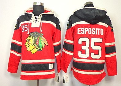 Chicago Blackhawks #35 Tony Esposito Red Old Time Hockey hoodies Stitched