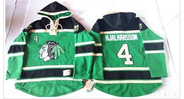 Chicago Blackhawks #4 Niklas Hjalmarsson Green St. Patrick's Day McNary Lace Hoodie NHL Jersey