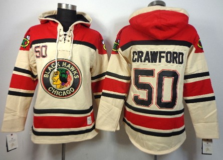 Chicago Blackhawks #50 Corey Crawford Cream Old Time Hockey Hoodies Stitched