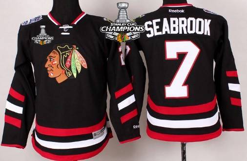 Chicago Blackhawks #7 Brent Seabrook 2014 Stadium Series Black Kids Jersey W 2015 Stanley Cup Champion Patch