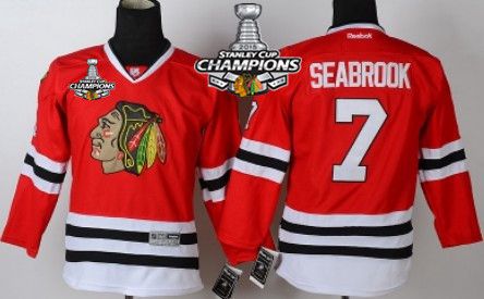 Chicago Blackhawks #7 Brent Seabrook Red Kids JerseyW  2015 Stanley Cup Champion Patch