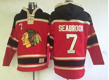 Chicago Blackhawks #7 Brent Seabrook Red Sawyer Hooded Sweatshirt NHL Jersey