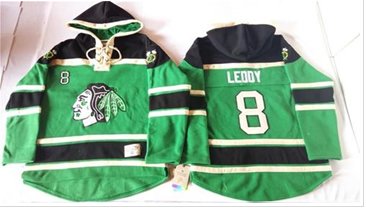Chicago Blackhawks #8 Nick Leddy Green St. Patrick's Day McNary Lace Hoodie NHL Jersey