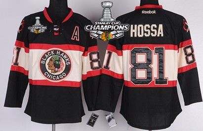 Chicago Blackhawks #81 Marian Hossa Black Third Kids Jersey W 2015 Stanley Cup Champion Patch