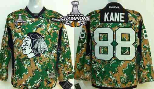 Chicago Blackhawks #88 Patrick Kane 2014 Camo Kids Jersey W 2015 Stanley Cup Champion Patch