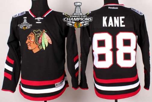 Chicago Blackhawks #88 Patrick Kane 2014 Stadium Series Black Kids Jersey W 2015 Stanley Cup Champion Patch